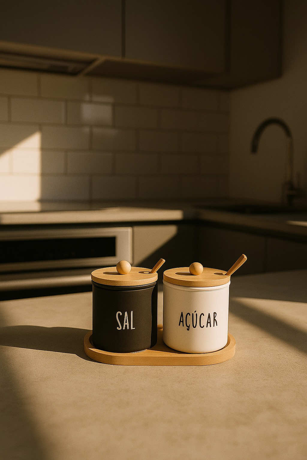 Mantenha seus temperos e açúcar sempre organizados com o Kit Açucareiro e Saleiro Black and White! ✨ Feito em vidro e bambu, ele une praticidade e um design moderno para sua cozinha. Simples, funcional e cheio de charme! 🖤🤍