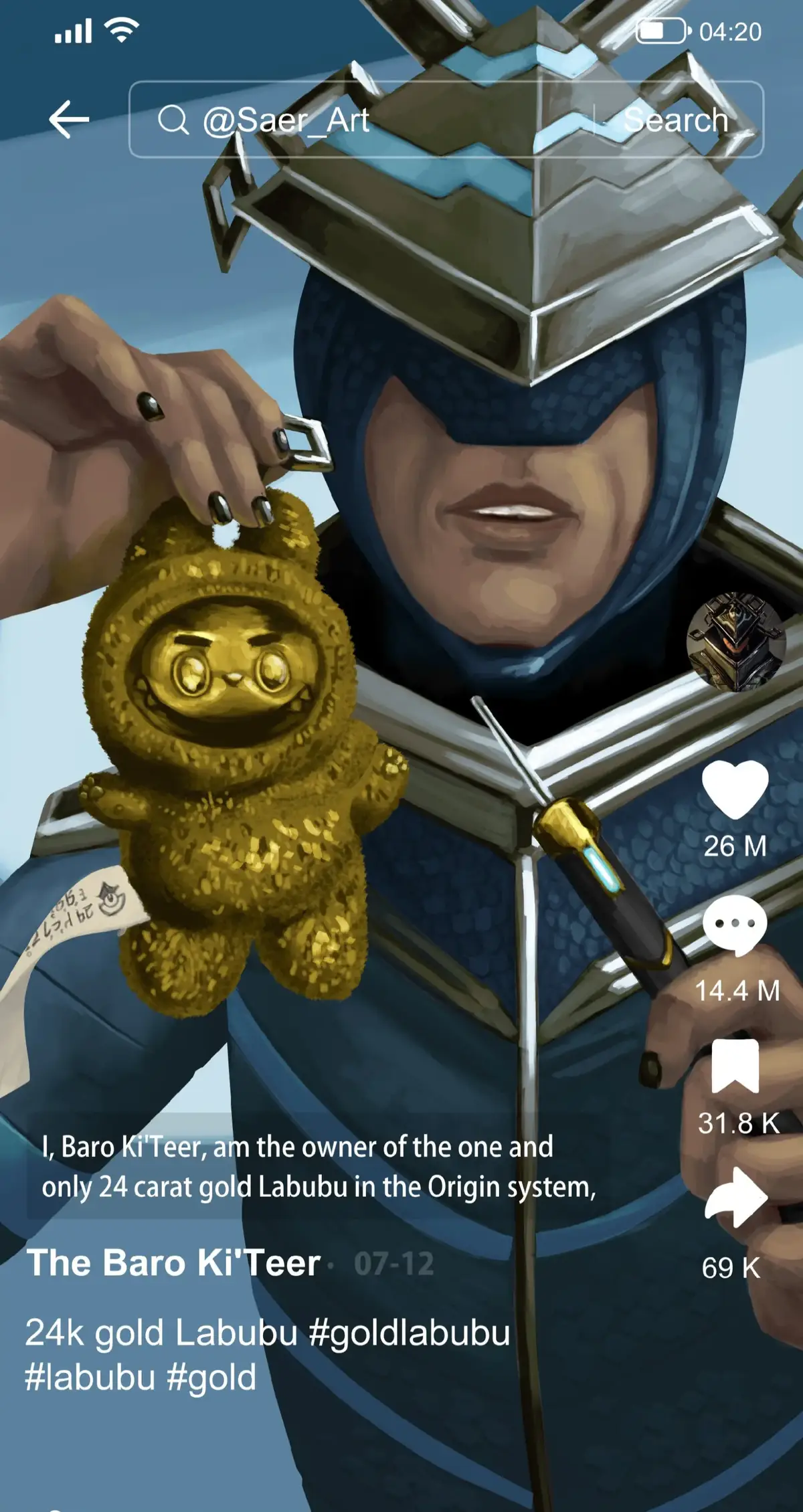 I put way too much effort into drawing this and I can't say I'm sorry lmao go follow my Twitter for more Warframe stuff #warframe #tennocreate #warframefanart #warframe1999 #barokiteer #labubu #24caratgoldlabubu #gold #24caratgold #meme #fanart 