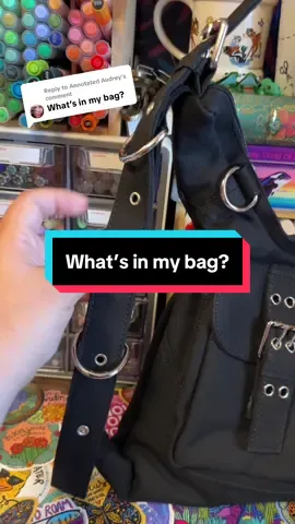 Replying to @Annotated Audrey What’s in my bag? #bag #alternativebag #purse #whatsinmybag #bags #artbag #cutebag #everydaybag #bagcharms #bagcharm 