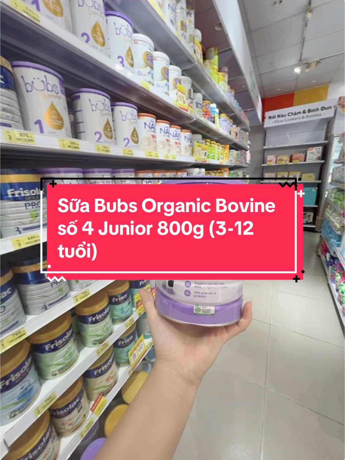 Sữa Bubs Organic Bovine số 4 Junior 800g (3-12 tuổi)#oganic #concung #xh #suachobe #suacongthuc #suabot #mevabe 