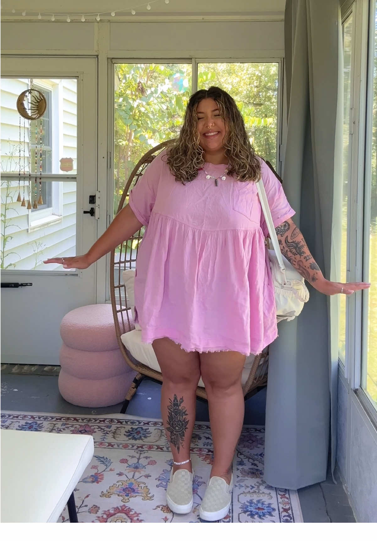 OOTD🩷 this is actually from yesterday but i forgot to post 🤭 top/dress: @Free People #plussizeootd #freepeople #outfitinspo 