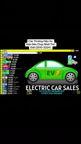 Các Thương Hiệu Xe OTO Điện Có Doanh Số Cao Nhất Thế Giới (2010-2024) #xuhuong #vietnammylove301195 