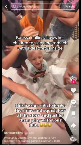 This is very disturbing! Also not to mention the fact she miscarried the baby over a month ago (June 3rd) and won’t take the proper procedure to get the fetus out of her. Instead she’s having it do its own course. Hopefully she doesn’t get an infection to go sepsis. #karissacollins 