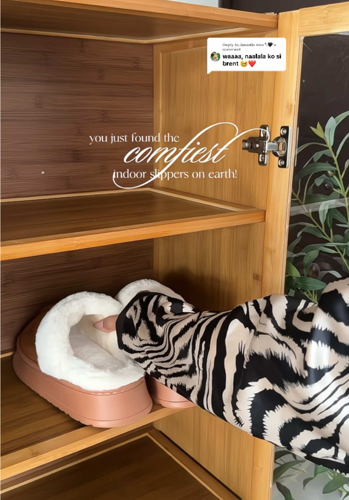 Replying to @Jesselle Ann 𐙚🖤 brent made me buy this?? chzzz 🫶🏻 #indoorslippers #comfyslipper #slippers #brent 