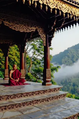 Imagine meditating like a Buddhist monk in a serene, calm and beautiful mountain top in a golden temple in Nepal🇳🇵  Would you like that? ✨ #relaxingnature #peacefulvibes #naturetok #scenicview #calmdown #natureloversgallery 