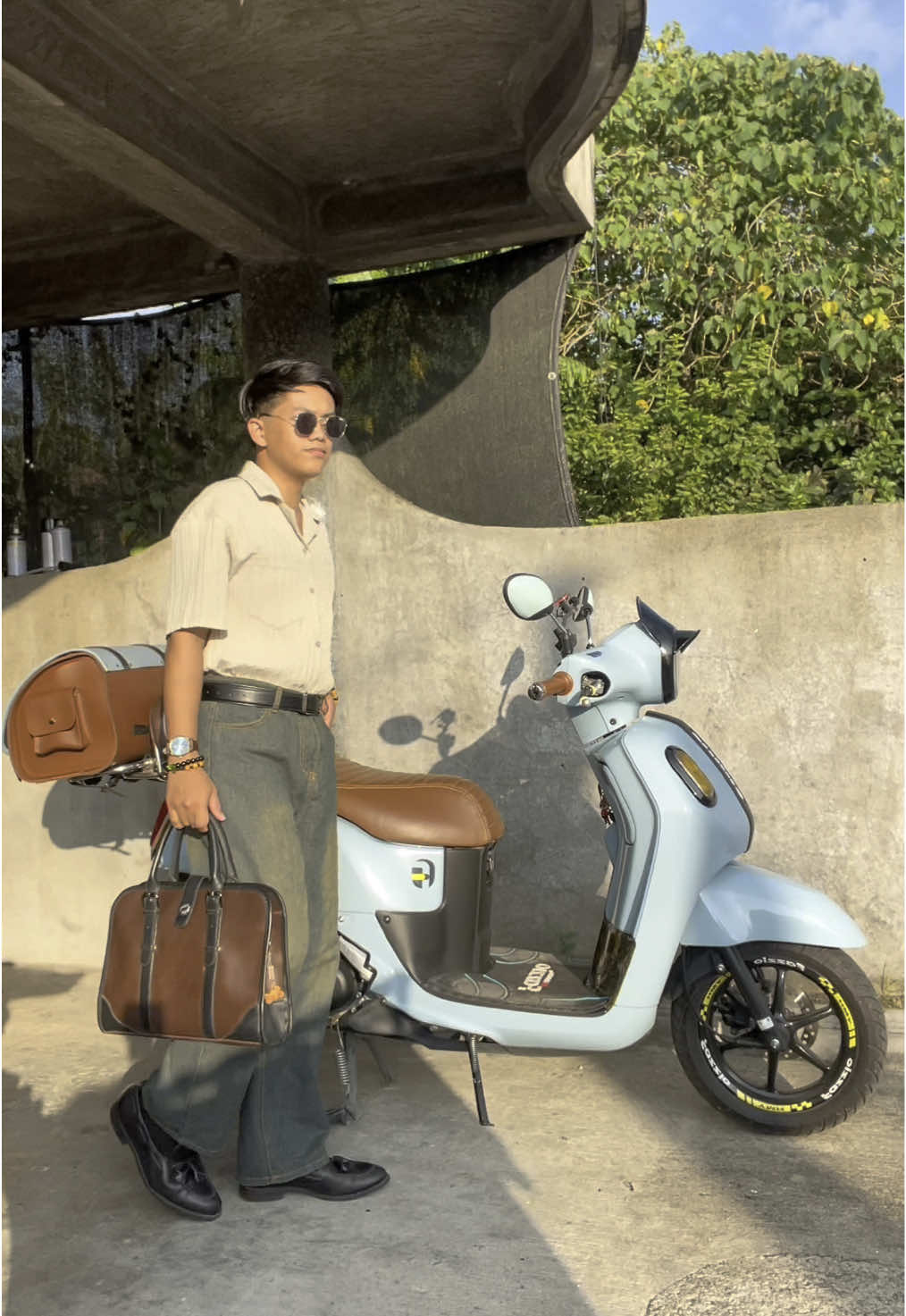 simple outfit🤎 #yamaha #fazzio #OOTD #mensfashion #fyp #yamahafazzio #motorcycle