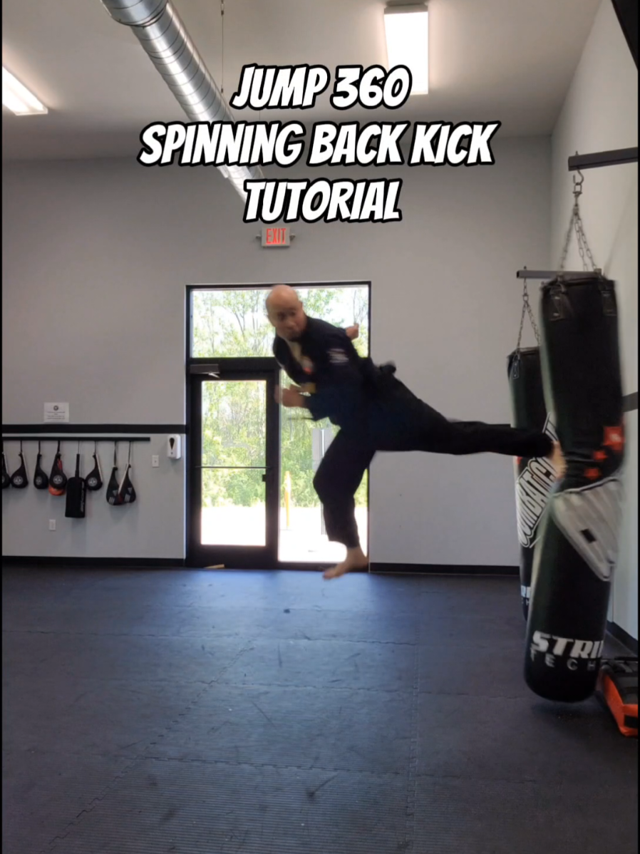 Jump 360 Spinning Back Kick Tutorial!  . #kickboxing #taekwondo #karate #mma #muaythai 