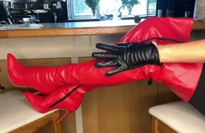 Always the weather for leather #tiktokcreator #tik_tok #tiktokgrowth #creator #fashion #heels #boss #yourboss #thighhighboots #leather #boots #redleather ##