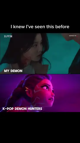 I knew I’ve seen this before.. both are on @Netflix Korean Drama “My Demon” and new hit movie “Kpop Demon Hunters” 🥰❤️ love them both!! #kpopdemonhunters #netflix #rumi #jinu #zoey #mira #huntrix #sajaboys #fyp #lovestory 