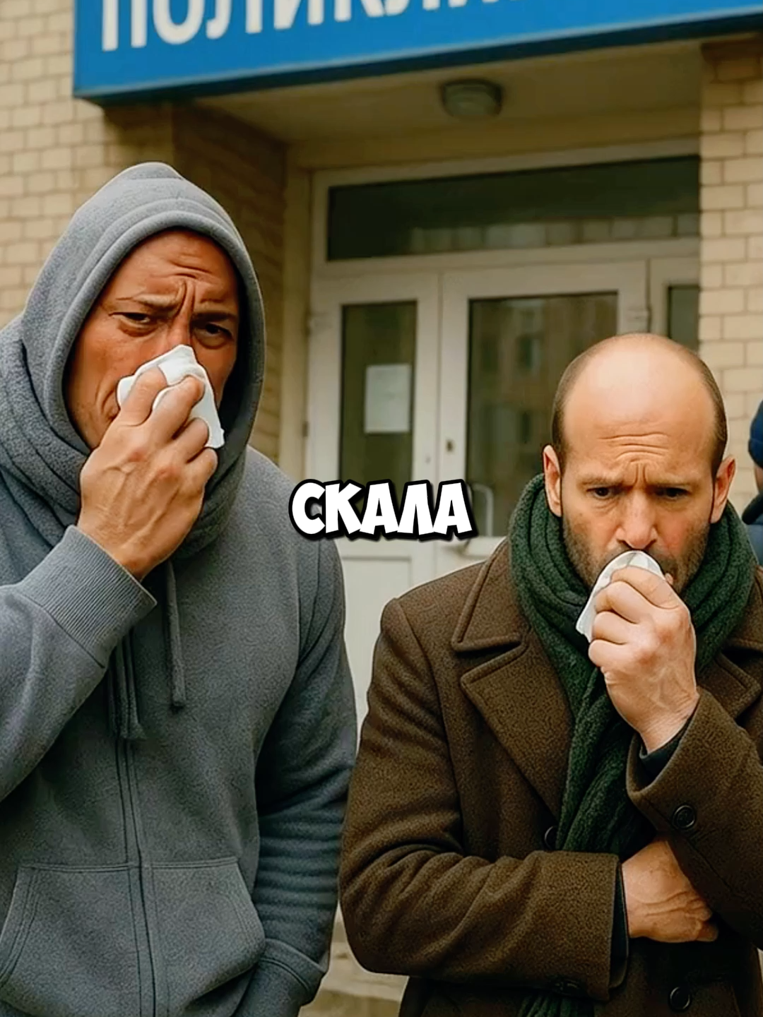 Скала и Стейтем заболели и пошли в ПОЛИКЛИННИКУ