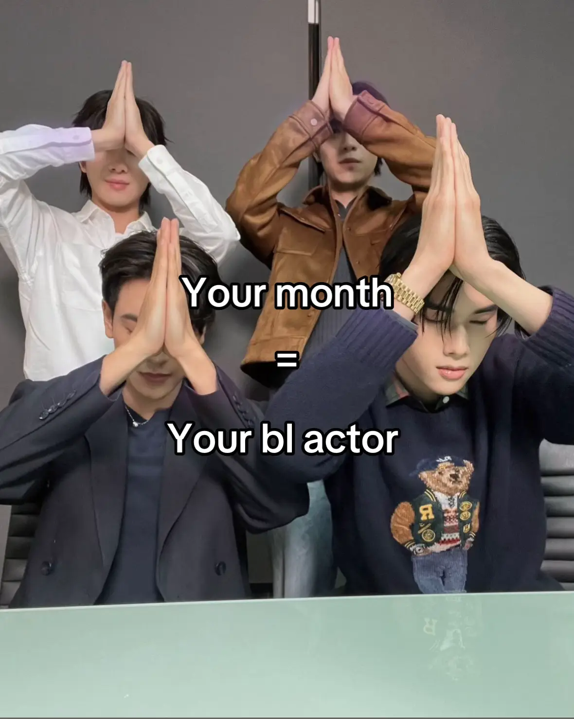 Love all bl actors #blactor #thaibl #thaiblactors #yourmonth #series #findyourman #viral #foru #foryoupage #pond #khaotung #wiliam #perth #joong #est #first #dunk #phuwin #santa #fort #thomas