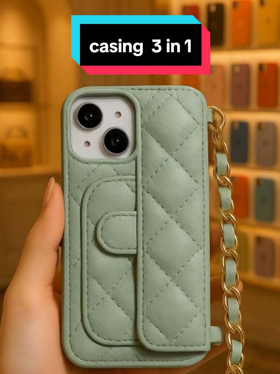 Casing HP sekaligus dompet mini bergaya premium dengan rantai mewah #DompetHPMewah   #CasingiPhoneEstetik   #SoftcaseDompet   #iPhoneAesthetic   #CasingMewah 