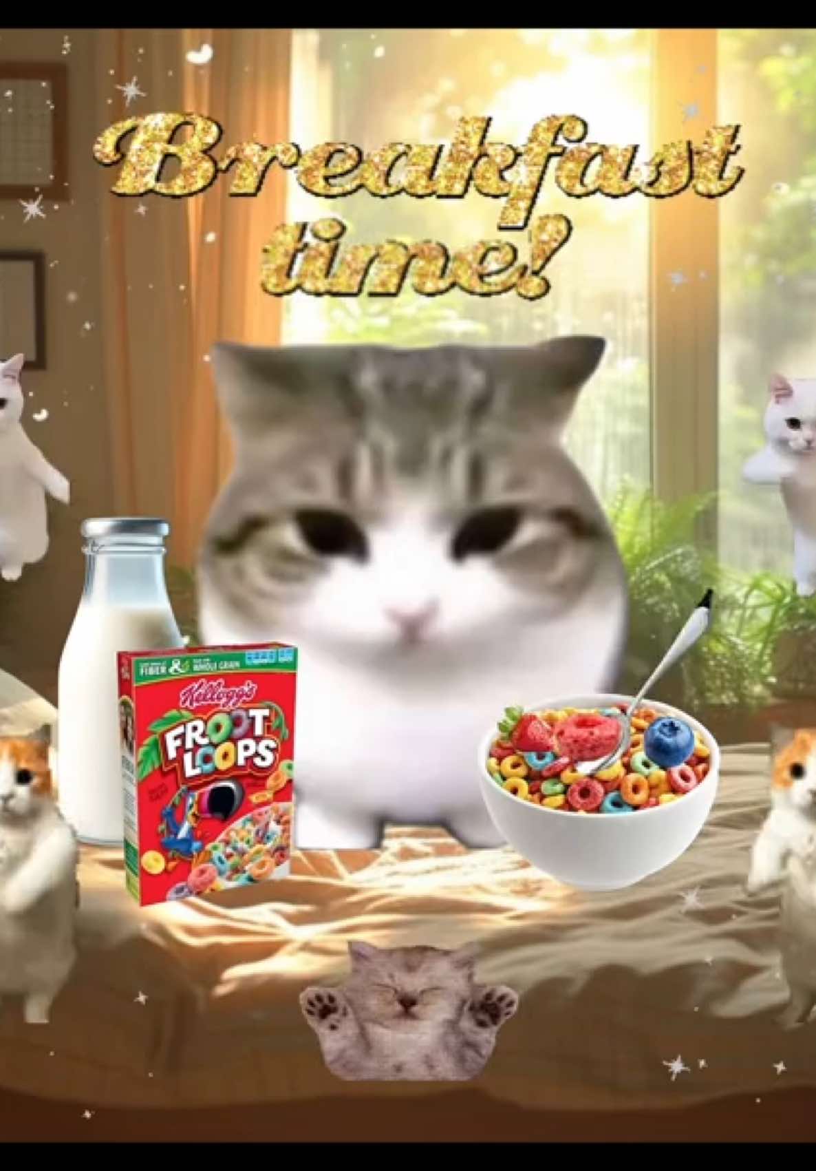 breakfast time 😸🥣🥛🐈 #cats #catlover #catsoftiktok #breakfastcat #frootloops #catslovers #corecoretiktok #jollytok #sillycat #lovecats #memecat #cattok  