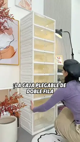 Caja de zapatos plegable de doble fila con gran capacidad para un almacenamiento más conveniente. #zapato#caja de zapatos#LifeHack#shoebox#storage#organizer#tiktokshop#fyppp