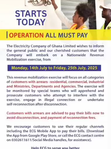 STARTS TODAY OPERATION ALL MUST PAY