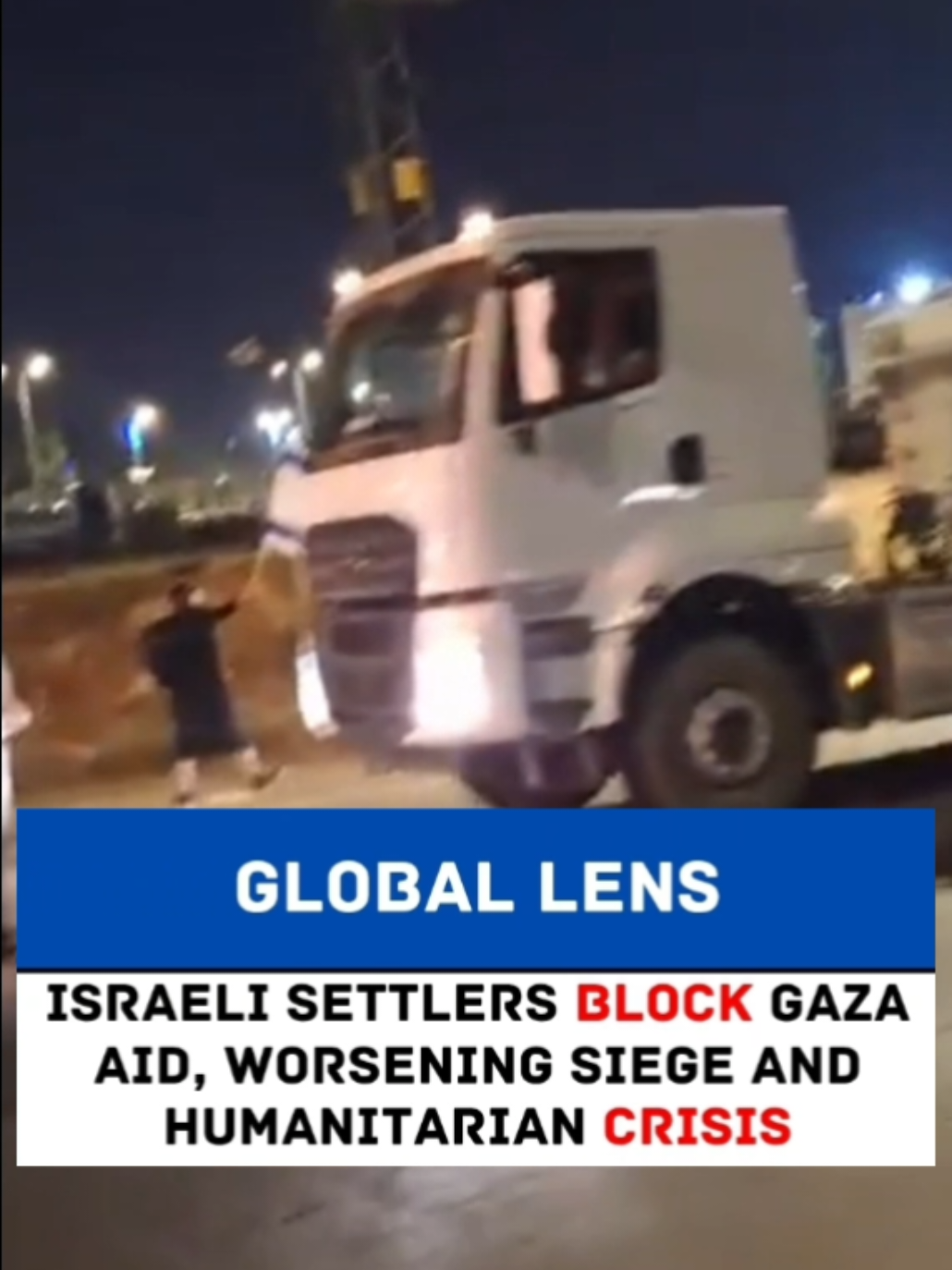Israeli settlers continue to obstruct aid trucks heading to Gaza, actively aiding their occupation government in tightening the siege and starving a trapped population already facing relentless bombing and displacement. #palestine #israel 