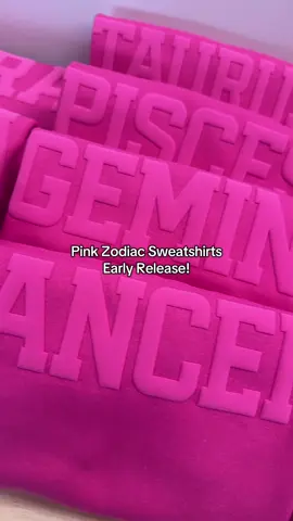 It’s sweatshirt season! Pink is now my favorite color and the sweatshirts look so good! #pink #zodiacsigns #zodiacsweatshirt 