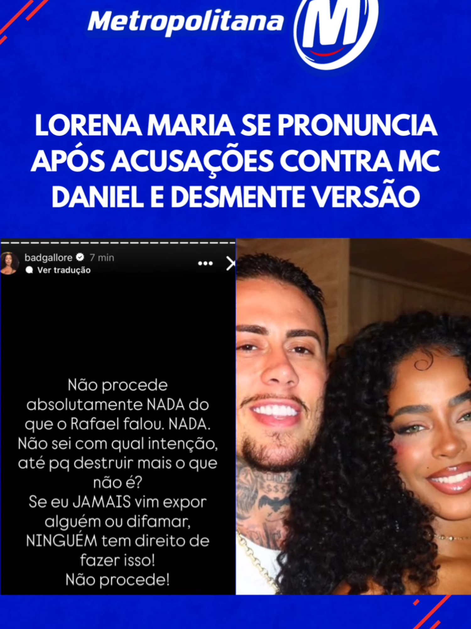 🗣️🚨 Após Rapha Werneck afirmar que MC Daniel foi tóxico e abusador durante o namoro com Lorena Maria, a influenciadora se manifestou por escrito nos stories e desmentiu a versão: “Não procede absolutamente NADA do que o Raphael falou. Não sei com qual intenção, até mesmo porque destruir mais o que, não é?”. ➡️ Confira mais detalhes e outras notícias clicando no link do nosso site na bio!