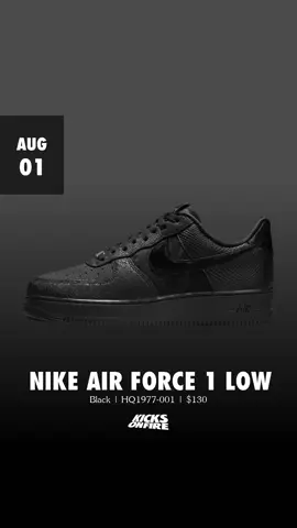 Nike Air Force 1 Low Luxe Black release on August 1, 2025 for $130 via KicksOnFire app. kofapp.com