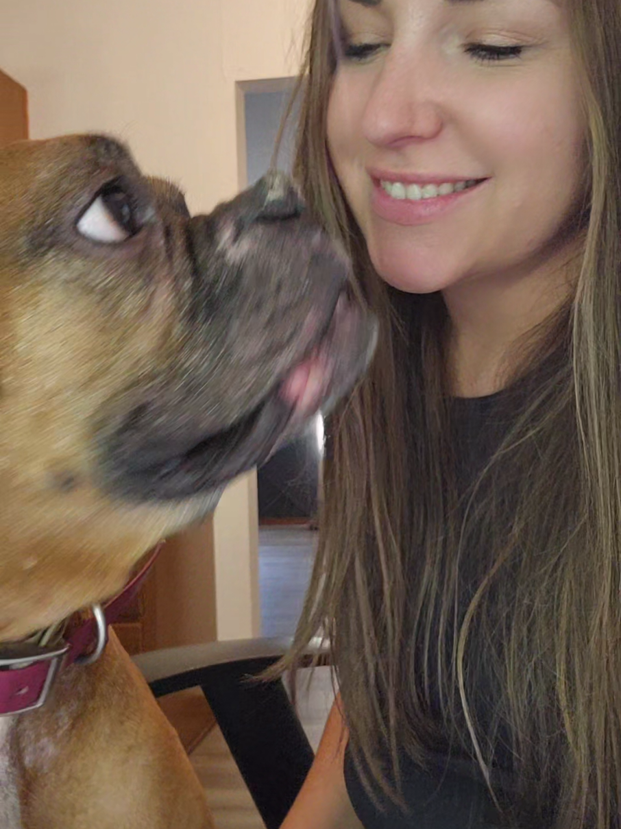 When your dog kisses your face and all the days troubles melt away #dogmom #boxerdog #boxers #fyp 