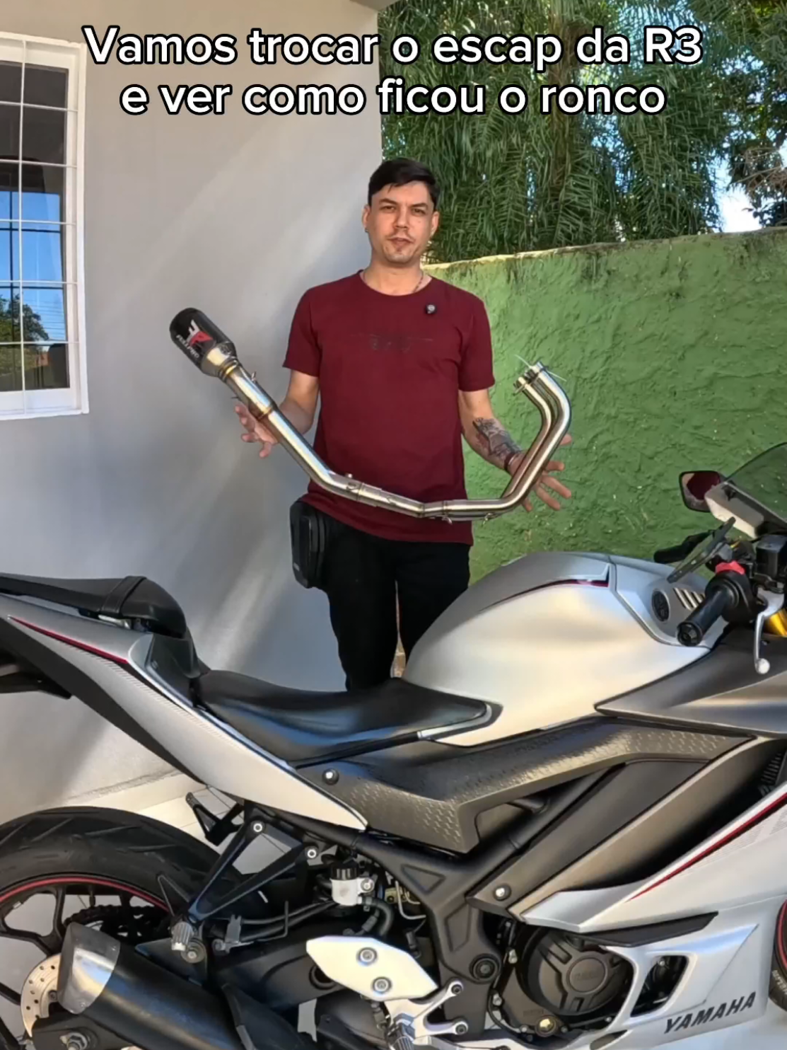 Vamos trocar o escapamento da R3 é comparar os roncos #motoboy #moto  #yamahar3 