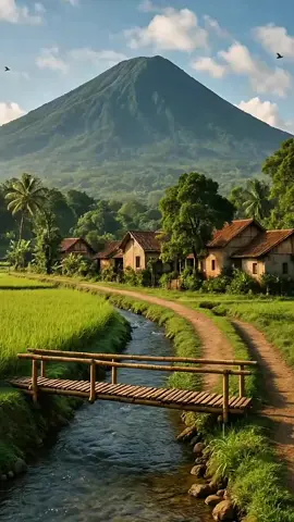 Sawah dan Gunung di Pedesaan. . #nature #alampedesaan #fyp  #pemandanganalam #sawah #pedesaansunda #pesawahan #pegunungan #urangsunda #kampunghalaman 
