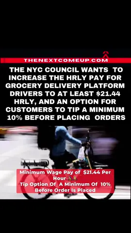 FOX 5 🗽The NYC Council is likely to pass legislation that increases the hourly pay and guarantee better working conditions for delivery workers, particularly those working for grocery delivery services like Instacart and Shipt, according to CBS News}.  * The legislation would extend the existing minimum wage for app-based food delivery workers (like Uber Eats and DoorDash) to also cover grocery delivery workers. The current minimum wage for app-based restaurant delivery workers in NYC is $21.44 per hour, not including tips. This rate will increase annually based on inflation adjustments. * Tip Transparency & Guarantee: The bills would require apps to offer customers the option to provide a tip of at least 10% before or at the time an order is placed. They also mandate that companies disclose to workers how much of the customer’s tip money goes to the delivery worker, the restaurant, and the app itself, says the NYC Food Policy Center. * Prompt Payment: The legislation requires companies to pay workers within seven days of the end of a pay period. * Paid Log-on Time: Companies would be required to pay workers when they log onto the app and are available to receive orders, even if they aren’t actively making deliveries. #foodworkers #fox5news #instacart  #instacartshopper  #instacartshoppers #ubereatsdriver #doordashdriver  #nyc🍴 #nyc #deliveryworkers #ubereatstips #ubereatsdriver #ubereatsdrivers #doordashing #doordashdriver #doordashdrivers #thenextcomeup #fooddeliveryservice #deliverydriver  #deliverydrivers  #shipt  #shiptok  #shiptshopper  #shiptdriver  #shiptshopper  #uberdriver #migrants #nyccouncil  #nycnews  #nycfood  #nycdelivery #grocerieshopping  #grocerylist  #grocerylist  #deliveryapp  #deliveryapps 