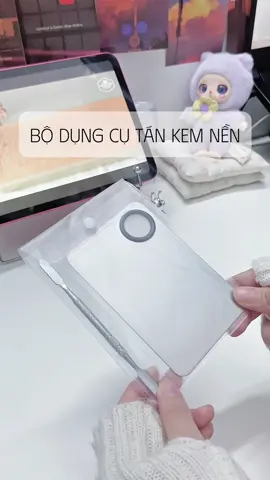 Bộ dụng cụ/ Khay tán kem nền 2 món cực tiện lợi cho mấy mom mê makeup #tankemnen #khaytankemnen #dungcumakeup #xuhuong 