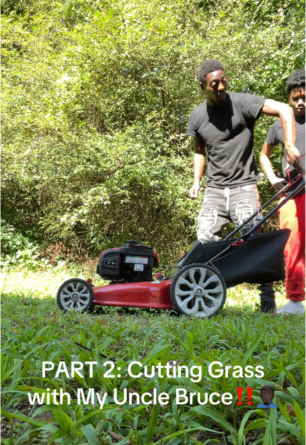 Part 2: Cutting grass with My Uncle Bruce‼️🤦🏿‍♂️#comedy #viral #foryoupageシforyou #funnyvideos #teach #lawncare 