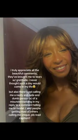 (the comment i wrote got lost so i hope ppl can read this instead) i was DEFENDING the og commenter against the people arguing with her and APPRECIATING her comment, i’m really sorry i wasn’t more clear with my words. but please don’t be mean to her or me or anyone in these comments. it makes me feel so horrible. and being called unique is such a high compliment to me!! there was enough negativity with the way i talked about myself, i want to heal it into a positive space💗i will not call myself ugly again. 