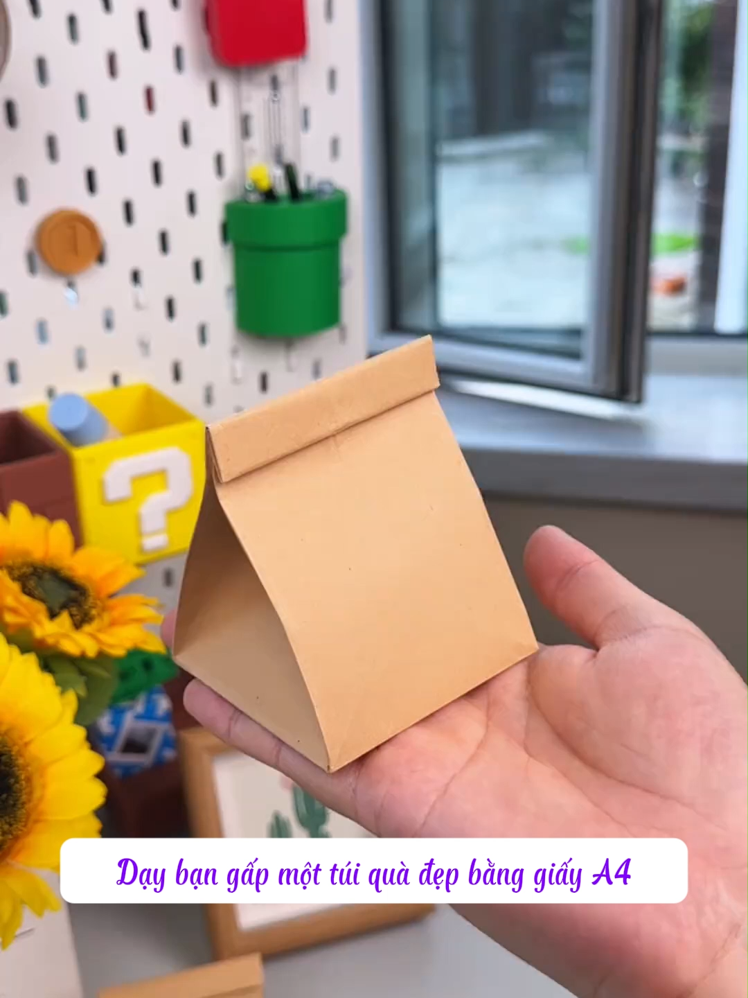 Làm một túi quà đẹp từ giấy A4 #homemade #diy