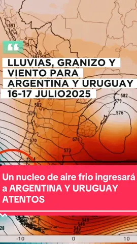 #argentina #uruguay #brasil #frio #lluvia Entre el 15 y el 17 de julio de 2025, se prevé la irrupción de un núcleo de aire frío por el sur del país. Este núcleo, en interacción con grandes masas de aire cálido preexistentes, comenzará a organizarse durante el día 15, generando condiciones de inestabilidad marcadas en varias provincias. Durante el 15 y el 16 de julio, se espera que este núcleo frío intente consolidar un sistema de baja presión sobre el territorio de Buenos Aires. Aunque inicialmente no logrará cerrarse de manera efectiva, sí provocará un gradiente de presión suficiente para intensificar las ráfagas de viento en el noroeste de Argentina, con valores considerables que podrían superar los 50–70 km/h en sectores expuestos. El verdadero cambio llegará el 17 de julio, cuando este sistema cruce al territorio de Uruguay. Allí finalmente logrará consolidarse, aunque seguirá siendo un sistema de baja presión débil. No obstante, será suficientemente activo para provocar un importante aumento de las ráfagas de viento, con registros previstos superiores a los 90 km/h tanto en Uruguay como en el este de Buenos Aires. Este evento también desencadenará importantes precipitaciones: 	•	Lluvias iniciales: Desde el 16 y 17 de julio, las primeras bandas de precipitaciones comenzarán a afectar el noreste de Argentina, incluyendo Entre Ríos, Misiones, Corrientes y Santa Fe, con lluvias moderadas a localmente intensas, asociadas a la inestabilidad frontal. 	•	Foco del día 17: Las precipitaciones se desplazarán y concentrarán sobre Uruguay, con acumulados localmente significativos. 	•	Además, se prevén lluvias importantes el 17 de julio en el sur de Brasil, particularmente en la región de Río Grande do Sul, con registros que podrían ser destacados y generar complicaciones locales.