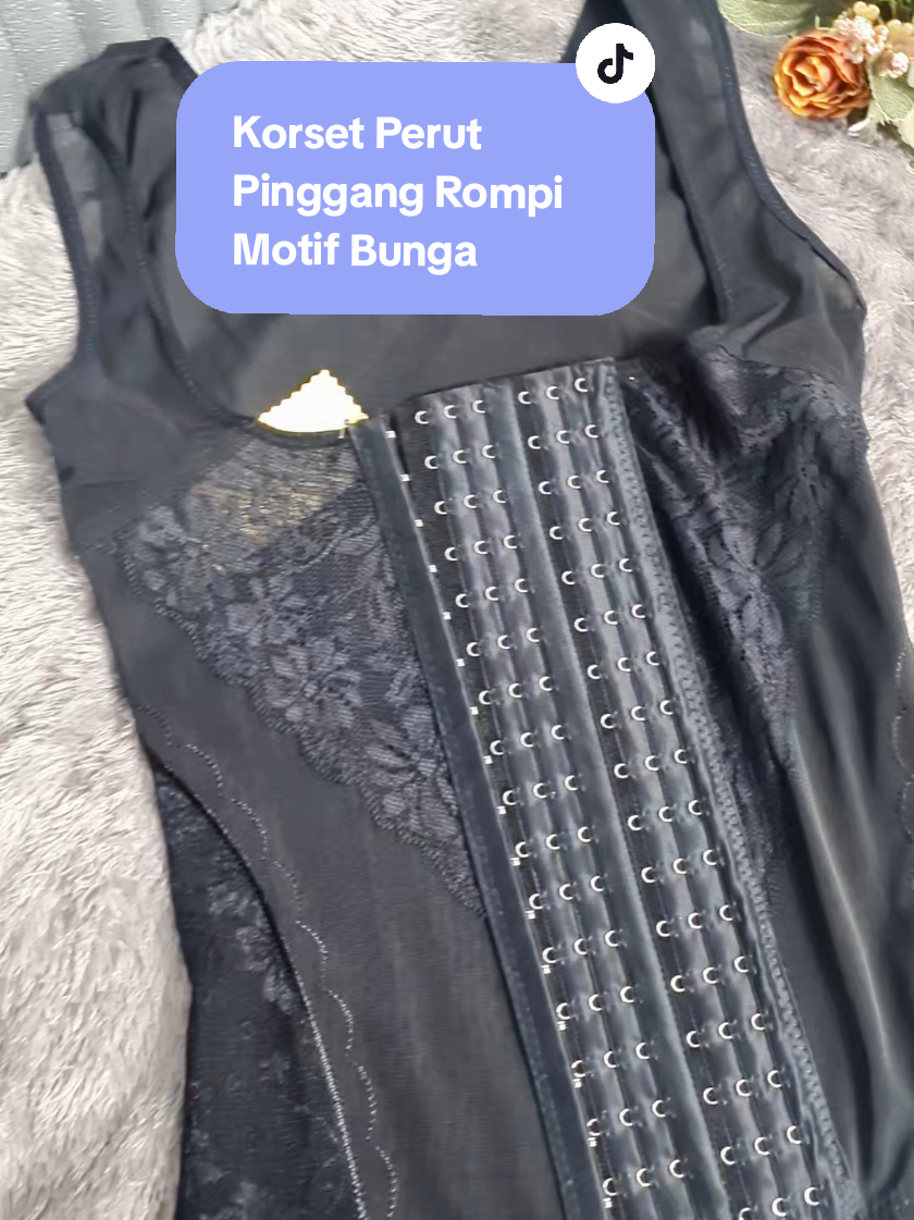 Korset Perut Pinggang Motif Bunga Dengan 6 Level Pengait dan 2 Tulangan Lentur dibagian belakang yg anti gulung/nglipet