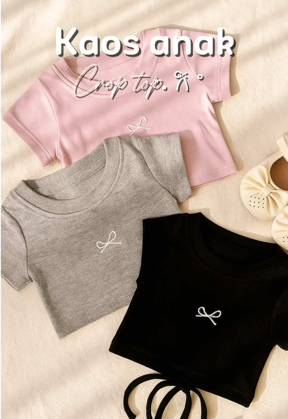 Baju crop buat ootd anak jadi makin stylish 🤩🥳🔥 #kaosanak #bajuanakperempuan #ootdanakperempuan #croptopanak 