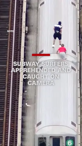 While conducting anti-subway surfing operations, an NYPD transit drone team caught four individuals riding on top of an express train. The four males ranging in age from 12 to 16 were apprehended. #cnn #news #nypd #subwaysurfers #newyork #nyc