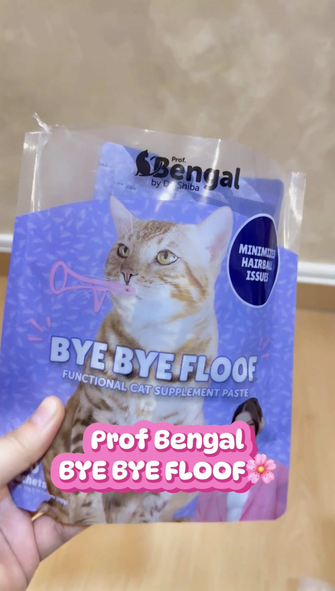 Say bye bye to hairballs with this cat-approved supplement paste! 🐱💜 Loki LOVES the Bye Bye Floof by Prof. Bengal made with cat grass, fish oil & inulin to support digestion and reduce hairball mess. 20 sachets per pack, perfect for long-haired cats or heavy groomers.  #catdigestivehealth #createtowin #hairballcontrol #catpaste #byebyefloof #tiktokcats #longhaircatproblems
