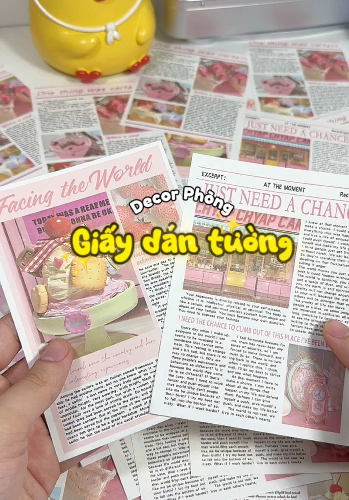 Giấy dán tường decor phòng siêu xinh 🫶🏻✨ #decor #xuhuong #viral #unboxing #giaydantuongdecor 