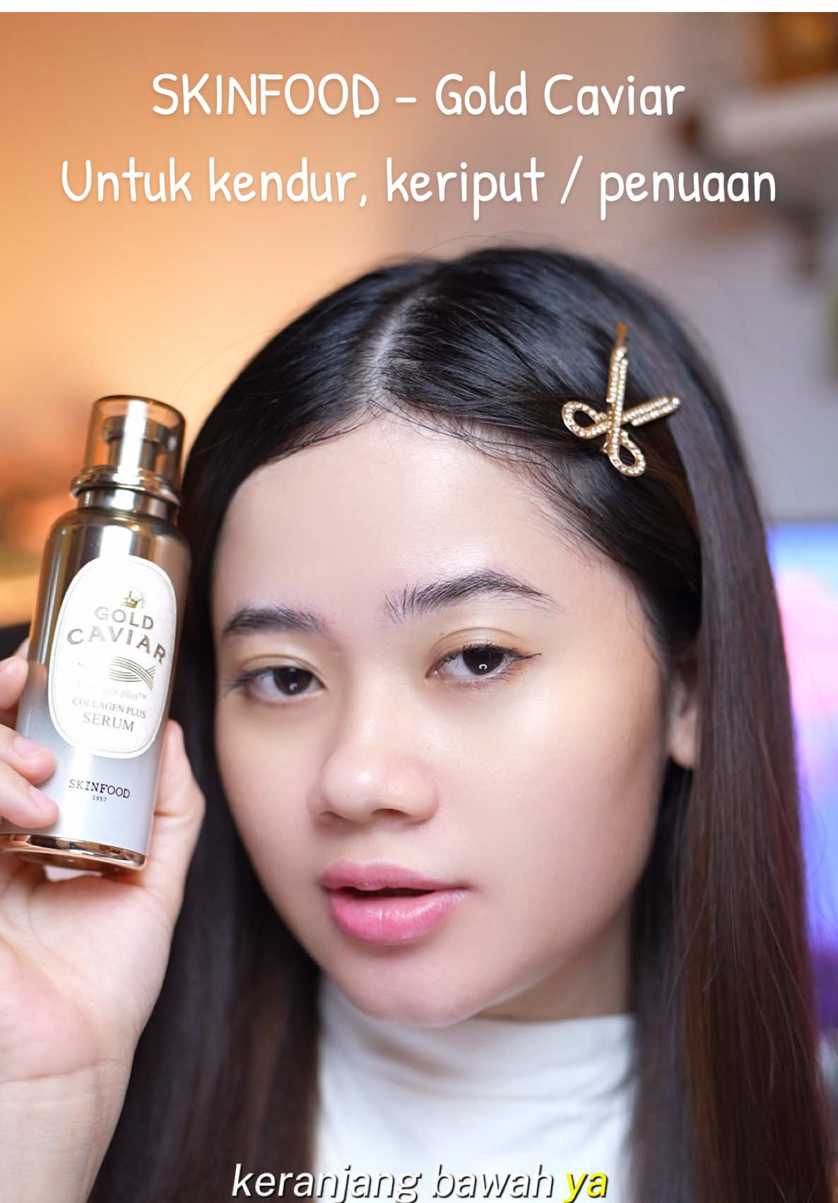 Serum yang fokusnya buat anti aging, jadi kalo kulit udah mulai keriput, kendur dan kekuarangan elastisitas rekomended pake ini si, produknya dari sikinfood bagus pkonya #skinfood #goldcaviar #skincareantiaging #serumcollagen #serumglowing #fyp 