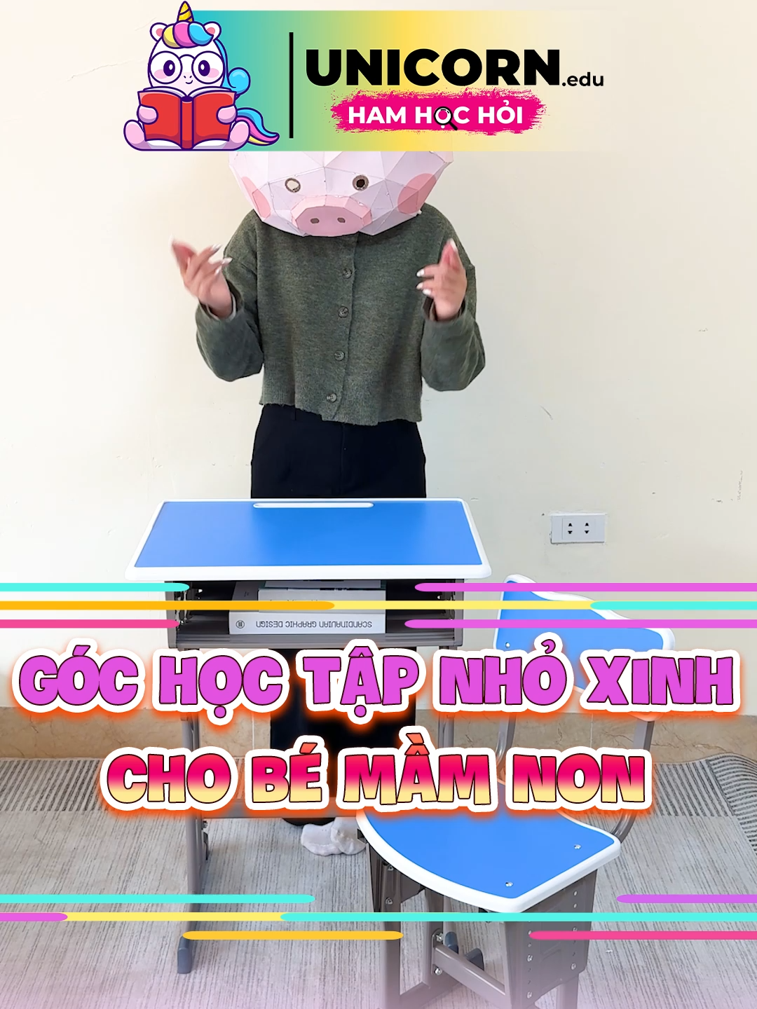 Góc học tập nhỏ xinh cho bé nha ba mẹ ơi #unicornhamhochoi #unicornbanhocthongminh #banhocthongminh #bnahocchongguchongcan