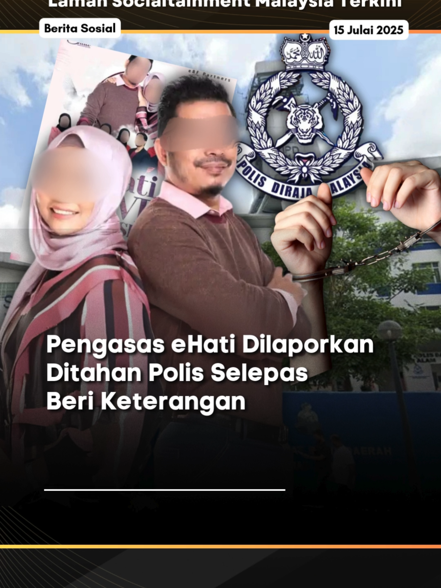 Pengasas bersama program motivasi rumah tangga, Ehati International Sdn Bhd (eHati) ditahan polis hari ini selepas memberikan keterangan di ibu Pejabat Polis Daerah (IPD) Petaling Jaya. Memetik sumber Berita Harian, peguam kepada Diyana Tahir dan Rahim Shukor iaitu Datuk M Reza Hassan mengesahkan perkara itu dan menyatakan anak guamnya ditahan oleh polis IPD Shah Alam. Beliau berkata anak guamnya ditahan mengikut Seksyen 294 dan Seksyen 509 Kanun Keseksaan serta Seksyen 14 Akta Kesalahan-Kesalahan Kecil. Sementara itu, menerusi sumber Kosmo! pula, Ketua Polis Daerah Shah Alam, Asisten Komisioner Mohd. Iqbal Ibrahim mengesahkan tangkapan tersebut selepas dihubungi sebentar tadi. Berita lanjut menyusul… Untuk berita penuh boleh baca di kotak hijau di atas Jangan lupa untuk Like, Comment. Share dan Follow Lobak Merah! 🧡 Terima Kasih! #fyp #fypシ #lobakmerahmy #beritaditiktok #viralstory #trending #trendingnewsmalaysia #ceritaviral #terkini #viralupdates #storyviral