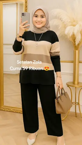 Setelan zola kombinasi bahan crinkle !!! #setelan #setelanwanita #onesetwanita 