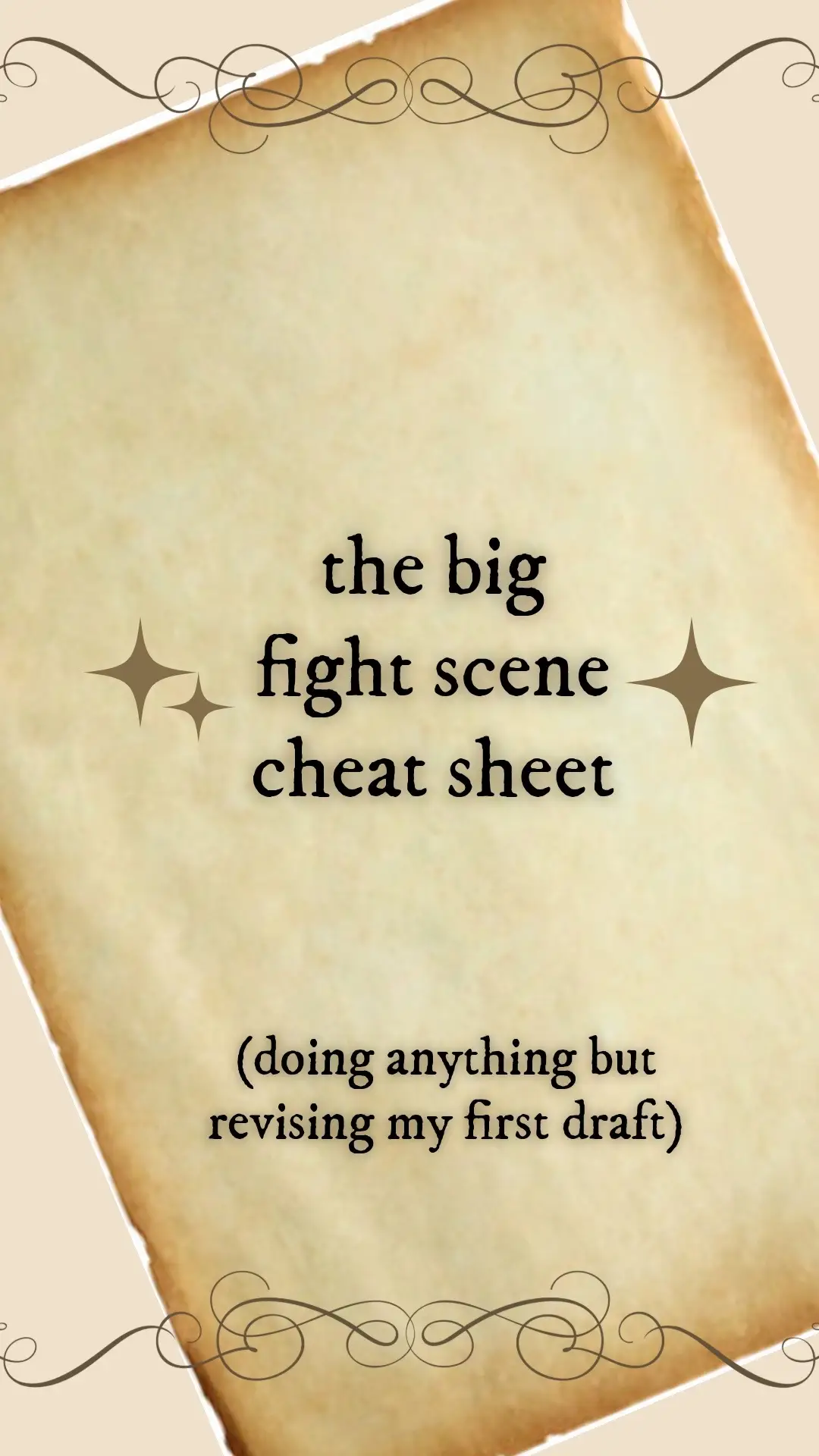 THE BIG FIGHT SCENE CHEAT SHEET (cause second drafts are so boring) #writer #writertok #writingtips #fightscene 