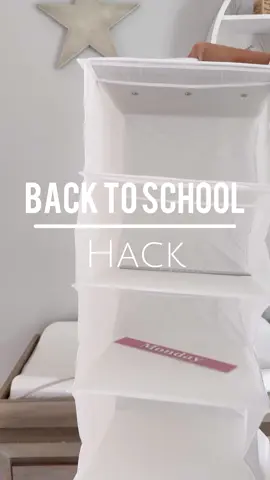 Back To School Hack 📚  Going back to school is a busy time, so I love the idea of picking out the boys clothes for the entire week at the beginning of the week, to make mornings less chaotic. I love this organizer because it velcros right onto the closet poll and it comes with color options for the days of the week.  #backtoschool #lifehacks #momhacks #organizationideas #organizationhacks #clothesorganizer   