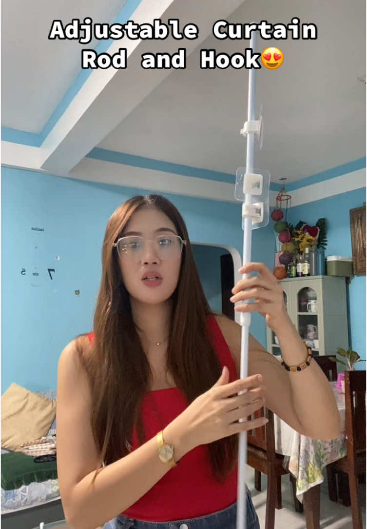 Adjustable Curtain Rod and Hook😍 #curtainrod #curtainrodandhook #rod #adjustablecurtainrod 
