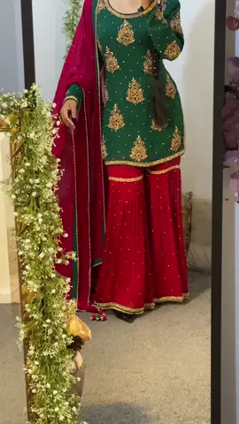 Dazzle in pure luxury! Our exclusive partywear features breathtaking gold hand embroidery, shimmering glass stones, and a stunning pure dyeable viscose Gharara. Handmade perfection for your special moments. This exquisite design is available at our flagship store, with bespoke customization options to fulfil your unique vision. For all inquiries and orders, please contact us via WhatsApp at +1582 454 727. #partywear #fyp #wedding #fabehafashions #foryoupage #pakistanidress #treanding #viralvideos #fashion #desi #design #designer #tiktokmademebuyit #viral #viralvideos