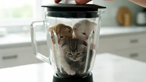 “I Blended 3 Kittens… This Is What Came Out 🦁 #r#realisticasmrk#kittenvideob#blendertransformm#minilionu#ultrarealisticv#viralvideom#magicblenderf#foryouf#fypfollowformore