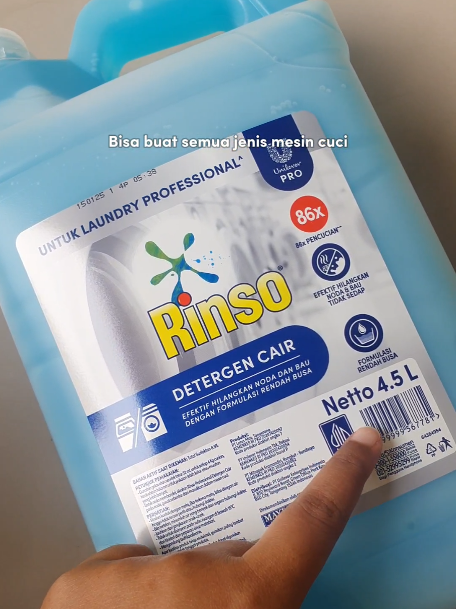 💦 Deterjen jerigen isi banyak, hemat sampai 86x cuci! 💰 Cocok buat laundry atau rumah tangga besar. ✅ Wanginya tahan lama & busanya rendah, gak bikin mesin rusak! Beli sekali, pakai lama! 🧺 #RinsoJerigen #HematCuci #DeterjenMurah #deterjenviral  #DeterjenRumahan #LaundryRumahan #RinsoCair #DeterjenLaundry #LaundryHemat   #ProdukViralTikTok #BelanjaHemat #LaundryBisnis #UnileverPro #deterjen 