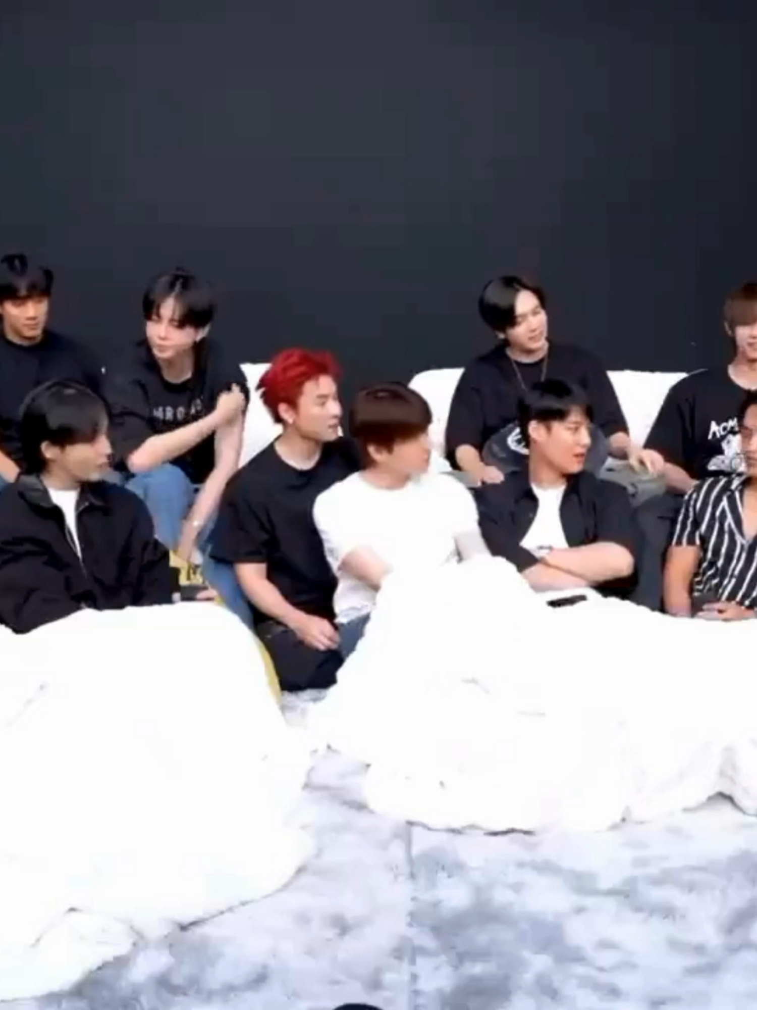 Topten sitting on Michael’s lap during the react while Michael has his hand on his waist. @michaelkvs @topten.ss #pitbabe2reactionep11 #michaeltopten #michaelkvs #toptenss