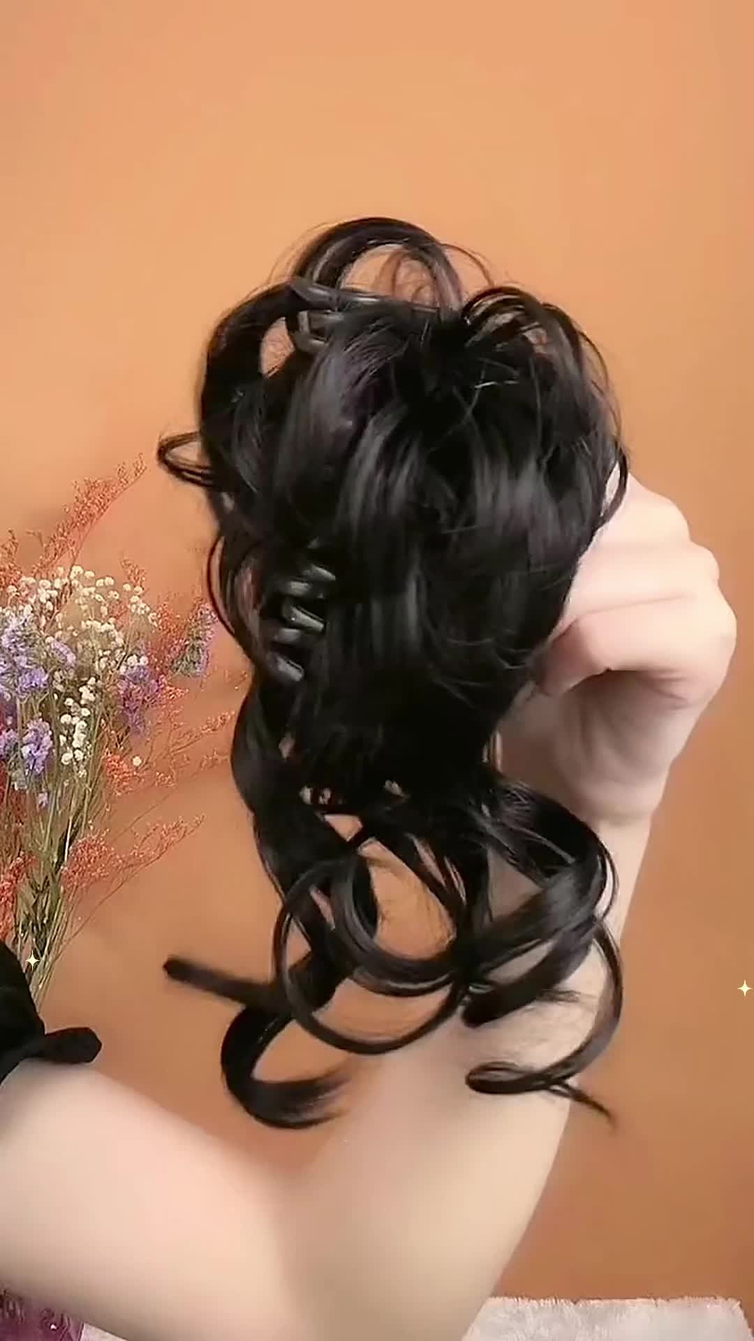 Natural Fluffy Long Beard Hair Wig - Messy Wavy Curly Flower Bud Bun Grab Clip Ponytail Extension - Easy To Wear, Quick Style Plate For Daily Use, Lazy Style Claw Hair Clip claw hair extension #curlyhairextensions #curlyclipins #bestclipinhairextensions #clipinwig #burmesecurlywig #yummyhairextensions #clawclipforthickhair #gluelesswigstyles #curlyflipoverwig #humanhaircurls