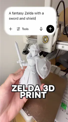 Zelda with a sword and shield 3D Printed using AI #zelda #legendofzelda #zeldanation  #nintendo #3dprinting #3dprint #bambulab
